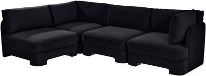 Hammond - Velvet Performance Fabric Upholstered 4 Piece Armless Sectional
