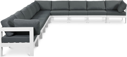 Nizuc - Outdoor Patio 10 Piece Modular Sectional With White Frame