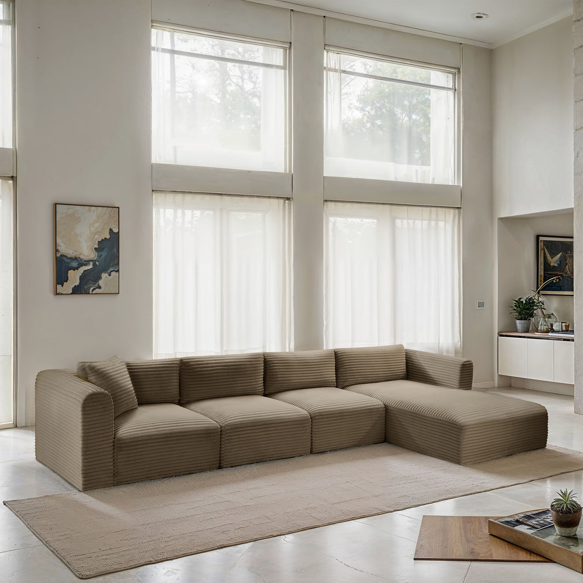 Shaggy - Fabric 4 Piece Modular Sectional