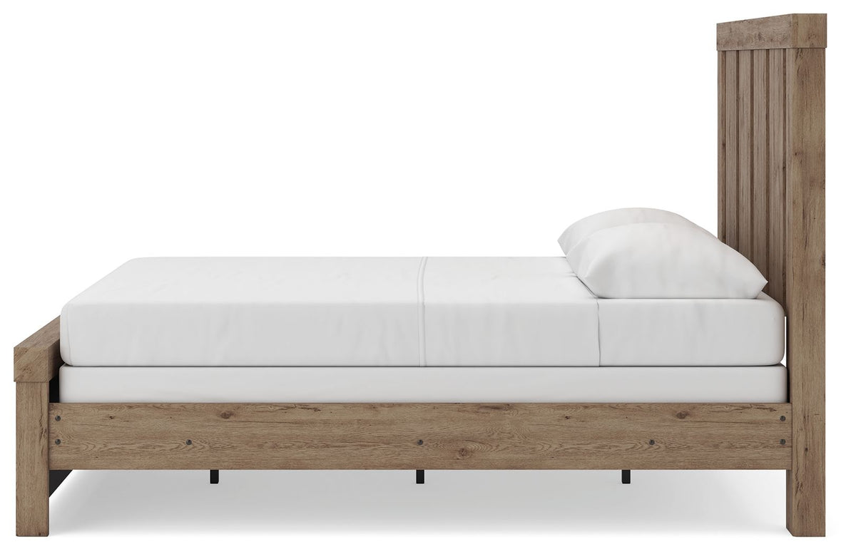 Oliandon - 3 Pc. - Queen Panel Bed, Dresser And Mirror - Light Brown
