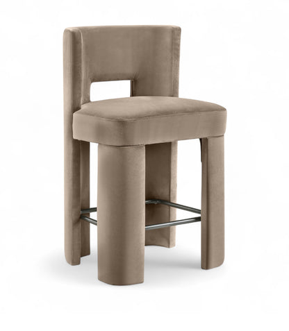 Zuno - Velvet Performance Fabric Upholstered Counter Stool (Set of 2)