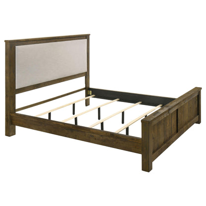 Doherty Eastern King Linen Upholstered Panel Bed Rustic Brown