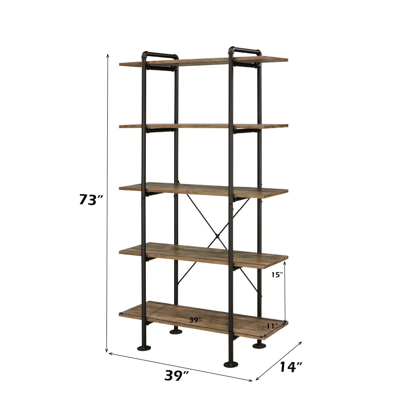 Nefo - Bookshelf - Rustic Oak & Black