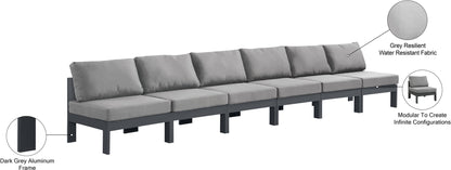 Nizuc - Outdoor Patio 6 Seat Armless Modular Sofa With Gray Frame