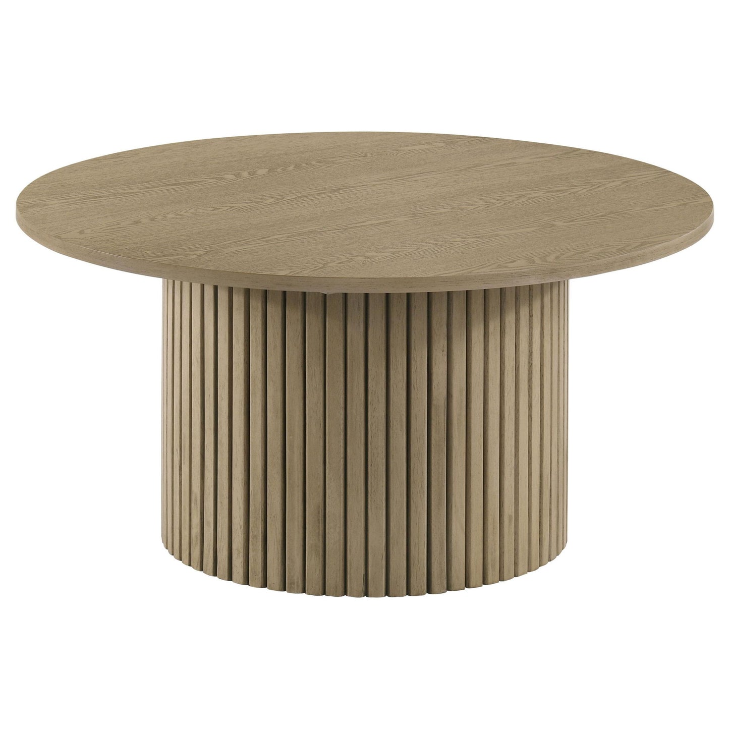 Hamlyn Round Fluted Occasional Cocktail Coffee Table Natural Oak