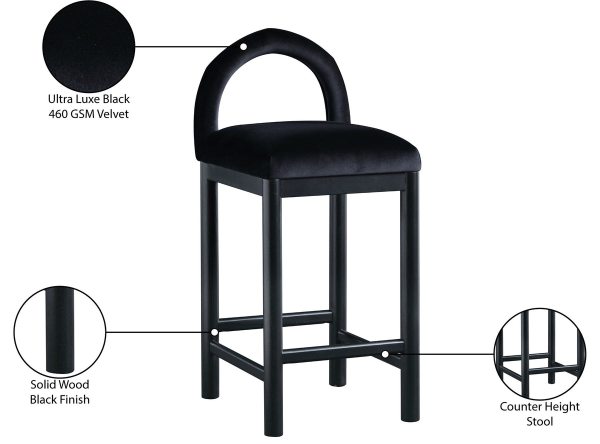 Conrad - Velvet Counter Stool With Black Legs