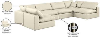 Comfy - 6 Piece Faux Leather Modular Armless Sectional