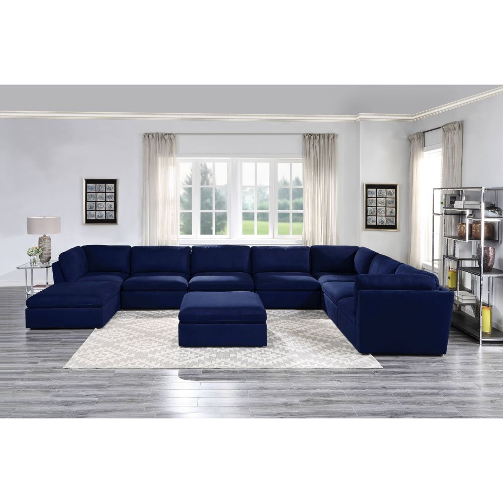 Crosby - Modular Armless Chair - Blue Fabric