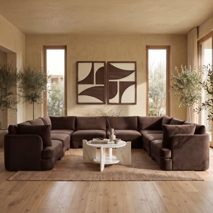 Hammond - Velvet Performance Fabric Upholstered 8 Piece U-Shaped Sectional