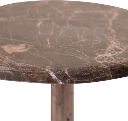 Vireo - Genuine Marble Top And Aluminum Base Drink Table - Brown / Bronze