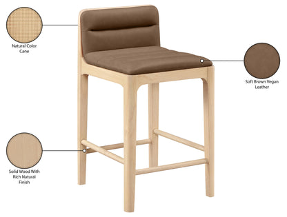 Ellis - Vegan Leather Upholstered Counter Stool (Set of 2) - Natural Base