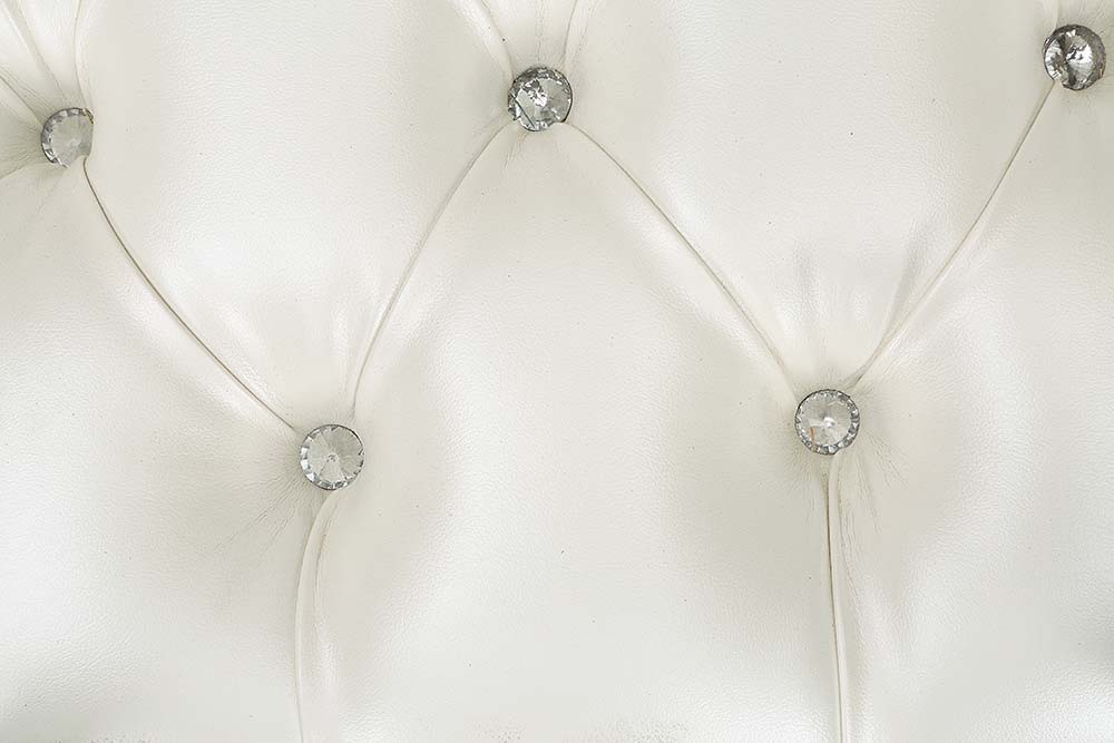 Adara - Bench - Pearl White Synthetic Leather & Antique White