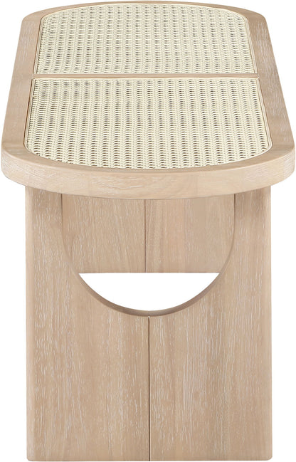 Canovia - Solid Wood And Faux Cane Bench