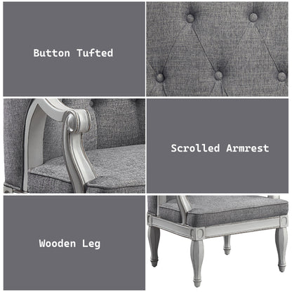Florian - Chair - Gray Fabric & Antique White