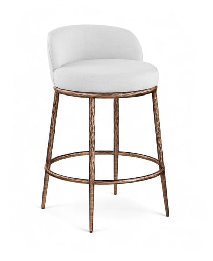 Ferro - Upholstered Counter Stool With Brushed Bronze Base