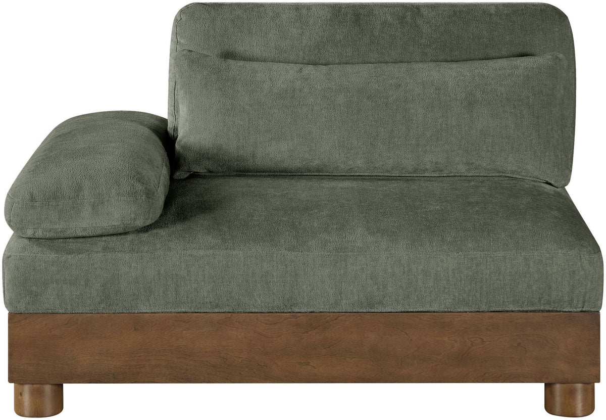 Turin - Chenille Fabric Upholstered Modular Arm Chair - Walnut Base