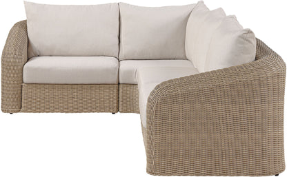 Seacrest - Olefin Water Resistant Fabric And Wicker 4 Piece Outdoor Patio Modular Sectional