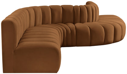 Arc - Velvet 7 Piece Modular Sofa - Saddle