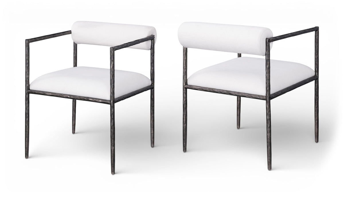 Axis - Linen Textured Cream Fabric Upholstered Dining Chair (Set of 2)