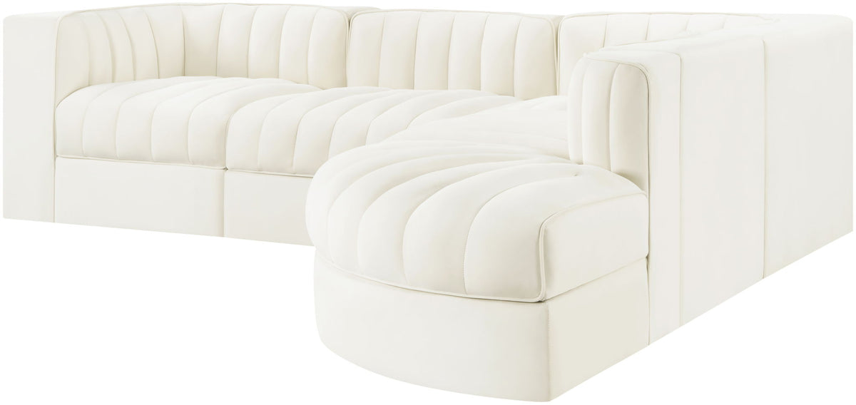 Rummi - Velvet Performance Fabric Upholstered 5 Piece Modular Sectional