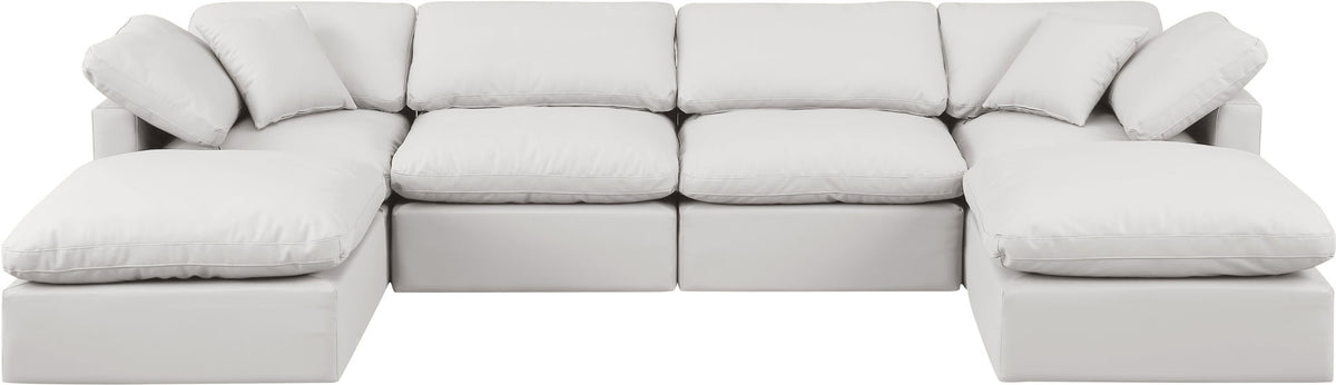 Indulge - Faux Leather 6 Piece Modular Double Chaise Sectional
