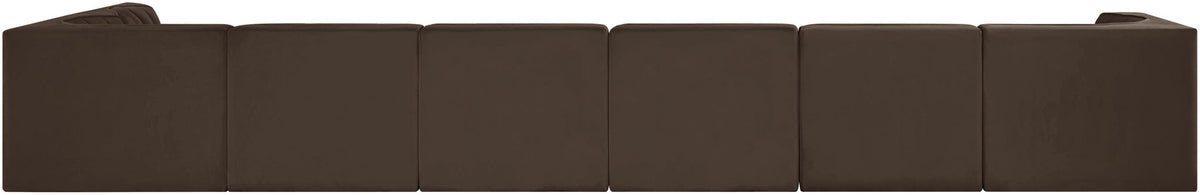 Rummi - Velvet Performance Fabric Upholstered 7 Piece Modular Sectional, L-Shaped (Right)