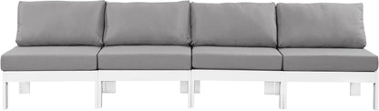 Nizuc - Outdoor Patio 4 Seat Armless Modular Sofa With White Frame