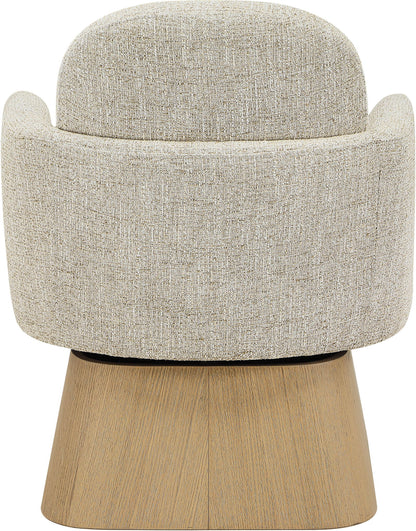 Marlowe - Linen Textured Fabric Upholstered Swivel Accent Chair - Stained Natural