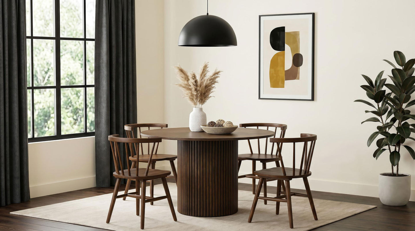 Hamlyn 5-piece Round Wood Dining Set Walnut