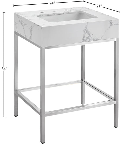 Marmo - Engineered Marble Bathroom Vanity With Chrome Base