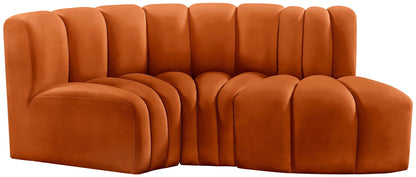 Arc - Velvet 3 Piece Modular L-Shaped Sofa
