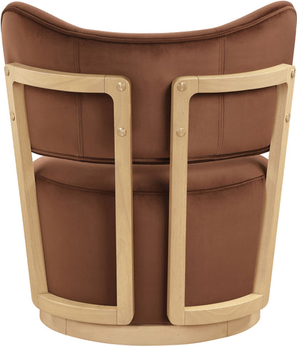 Elara - Velvet Upholstered Swivel Accent Chair - Stained Natural