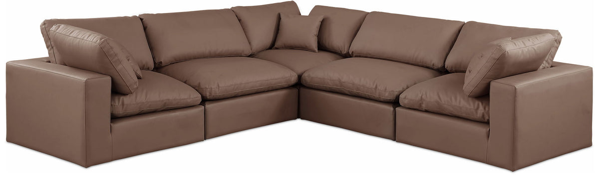 Comfy - 5 Piece Faux Leather Modular Corner Sectional