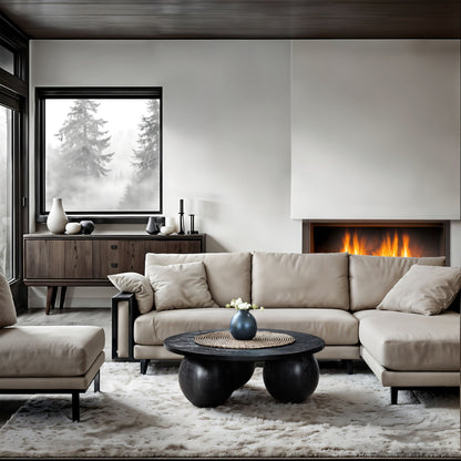 Fitch - Wood Oak Veneer Coffee Table - 3 Legs