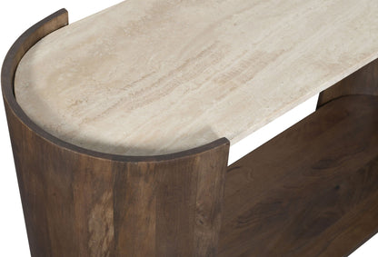 Solstice - Travertine And Mango Wood Table