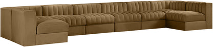Rummi - Velvet Performance Fabric Upholstered 8 Piece Modular Sectional (With 2 Corner Chairs)