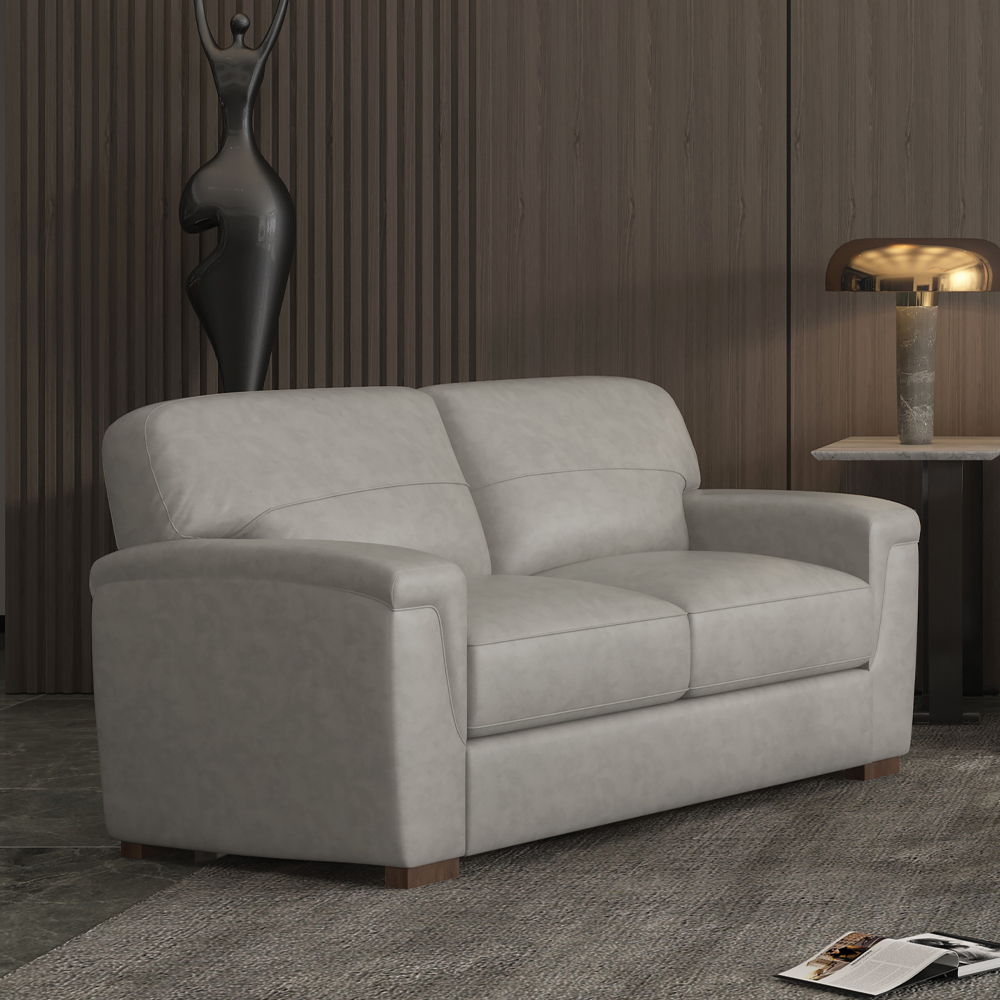Cornelia - Loveseat - Pearl Gray Leather