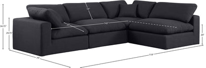Comfy - 4 Piece Linen Fabric Modular Armless Sectional