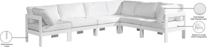 Nizuc - Outdoor Patio 6 Piece Modular Sectional With White Frame