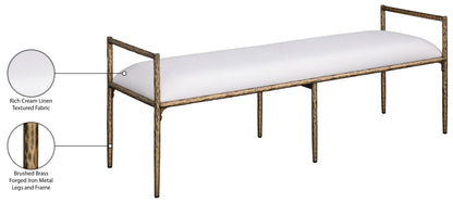 Axis - Linen Textured Cream Fabric Upholstered Bench