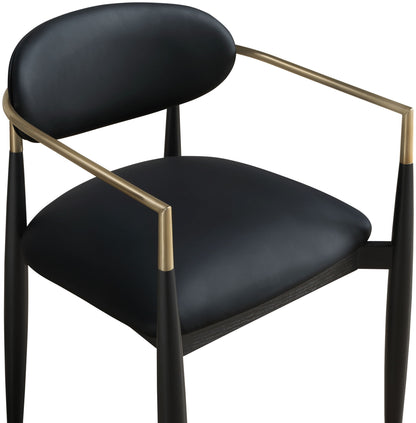 Riccio - Faux Leather Dining Arm Chair (Set of 2) - Black And Gold Frame