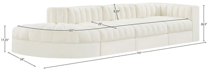 Rummi - Velvet Performance Fabric Upholstered 4 Piece Modular Sectional With Reverse Corner Chair