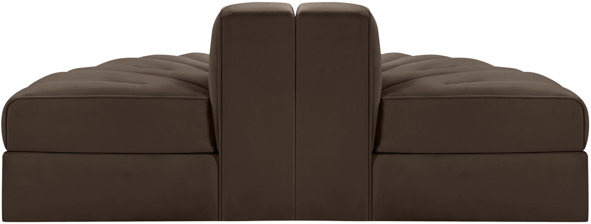 Rummi - Velvet Performance Fabric Upholstered 2 Piece Rounded Modular Loveseat