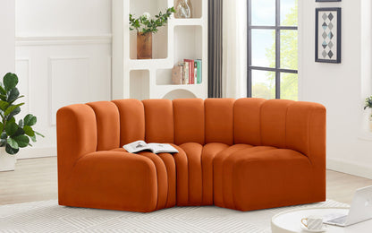 Arc - Velvet 3 Piece Modular U-Shaped Sofa