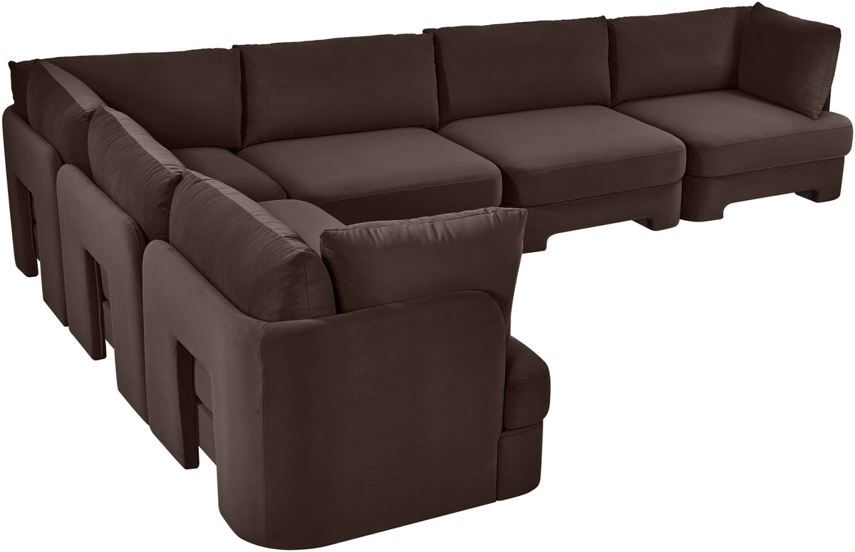 Hammond - Velvet Performance Fabric Upholstered 6 Piece Corner Sectional