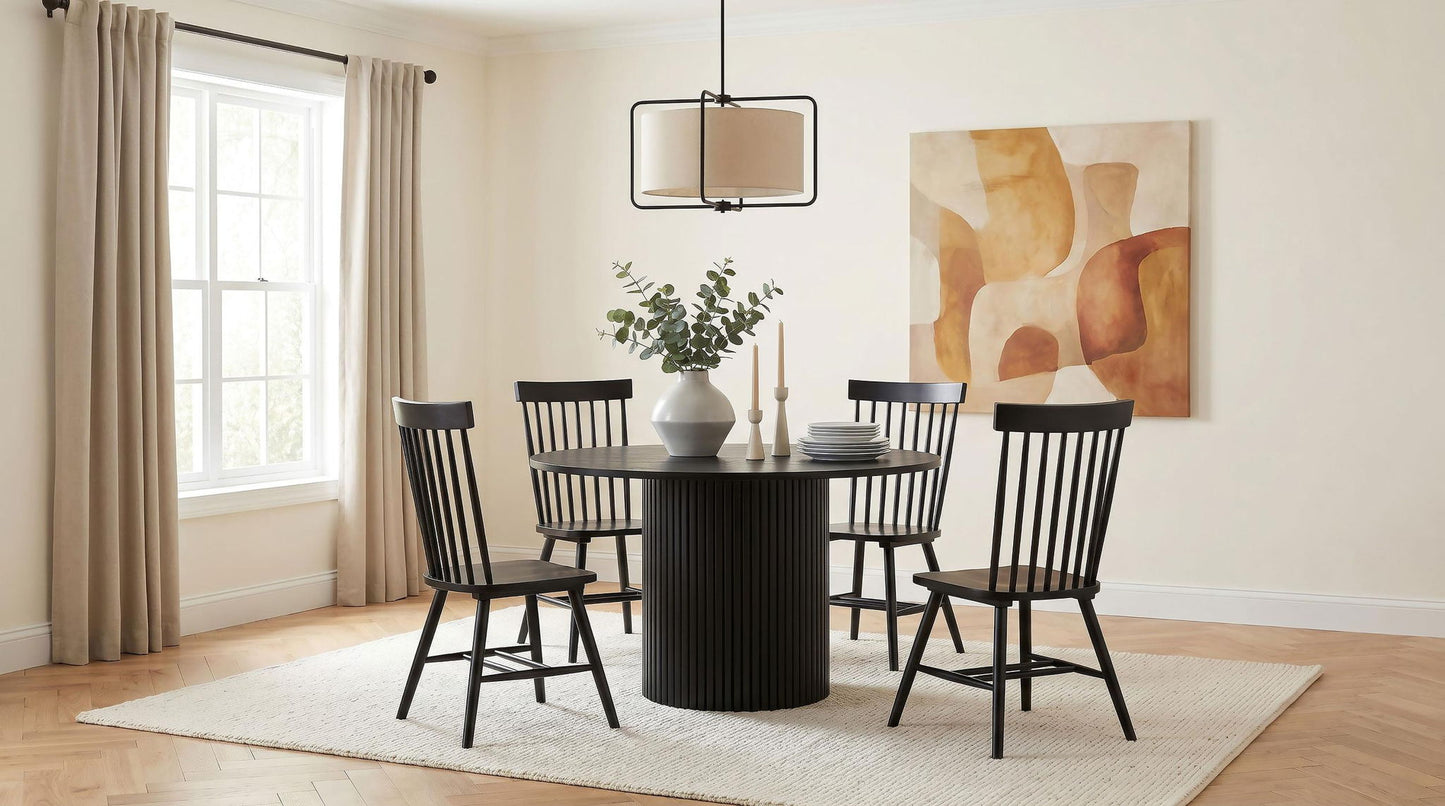 Hamlyn 5-piece Round Wood Dining Set Black