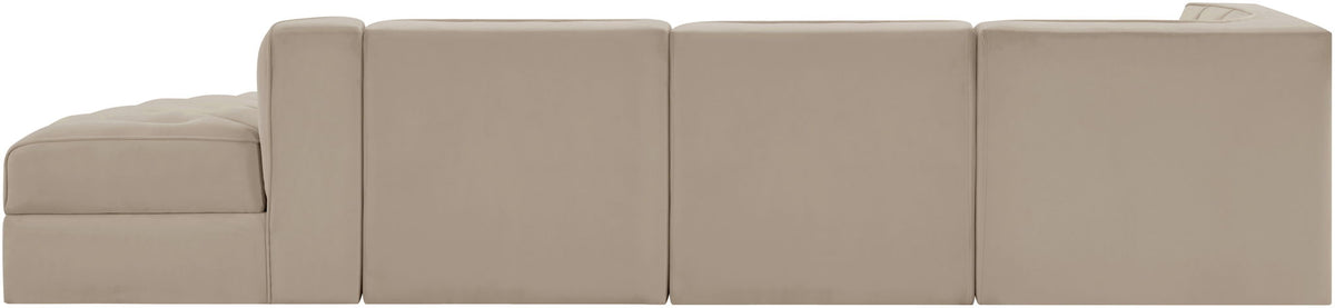 Rummi - Velvet Performance Fabric Upholstered 4 Piece Modular Sectional With Reverse Corner Chair