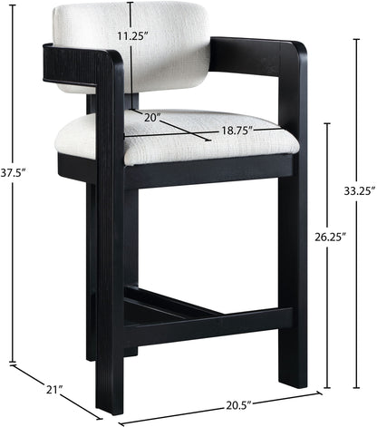 Sacha - Linen Stool With Black Base