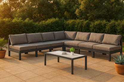 Nizuc - Outdoor Patio 7 Piece Modular Sectional With Gray Frame