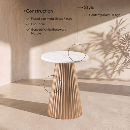 Cindra - Genuine Marble Top And Iron Base Table